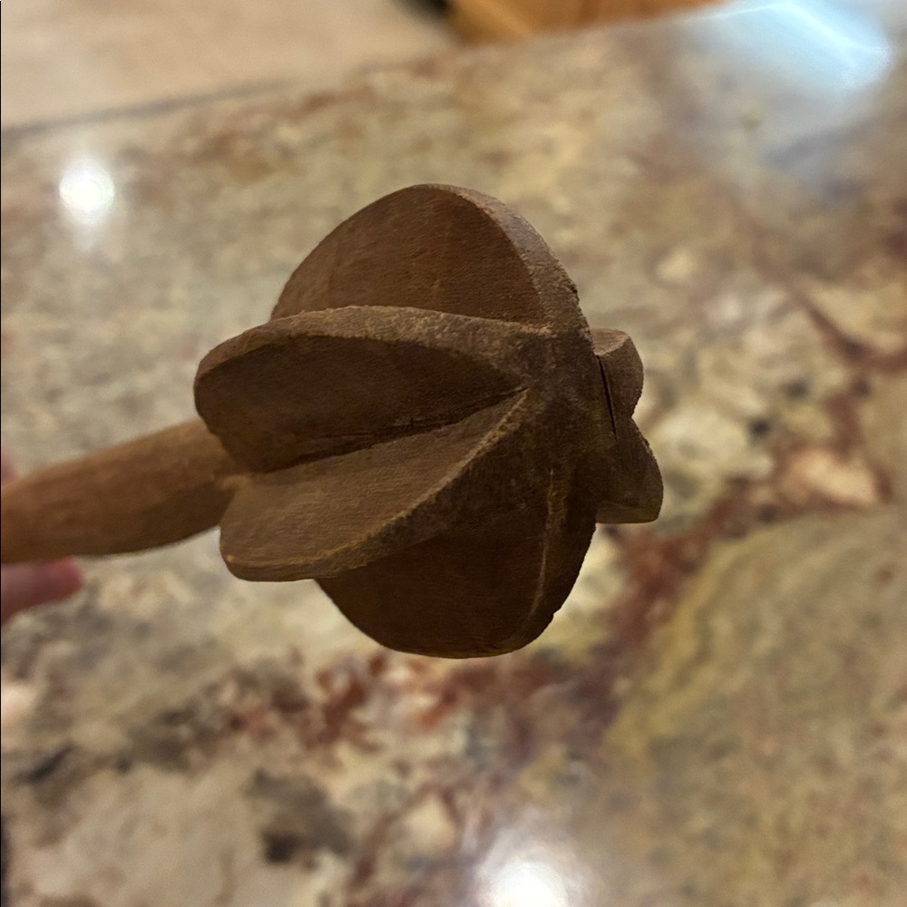 Antique 1900’s Primitive Carved Wood Mixer/ Whisk   Spin Between Hands - 14” - Picture 6 of 8